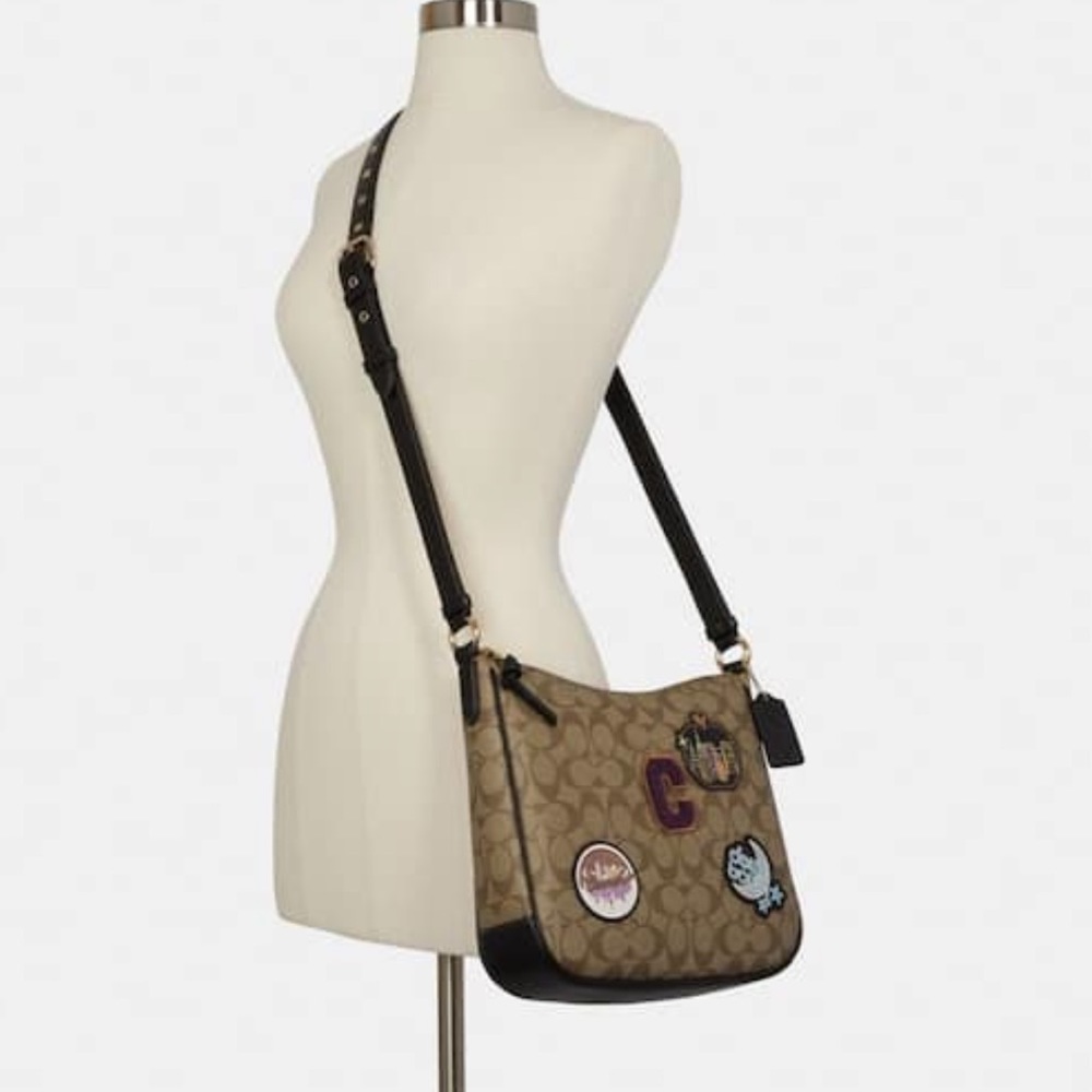 Coach Ellie File Bag In Signature Canvas With Disco Patches Crossbody Bag